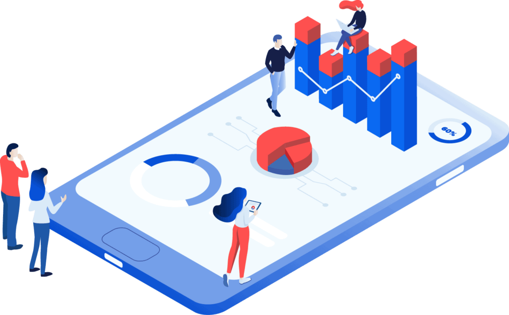 tail spend group on phone with graphs